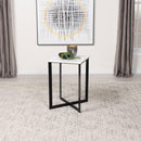 Coaster Furniture Tobin 707697 Square Marble Top End Table - White/Black IMAGE 2