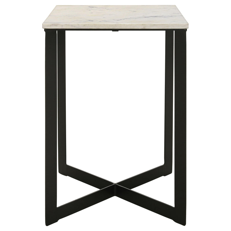 Coaster Furniture Tobin 707697 Square Marble Top End Table - White/Black IMAGE 3
