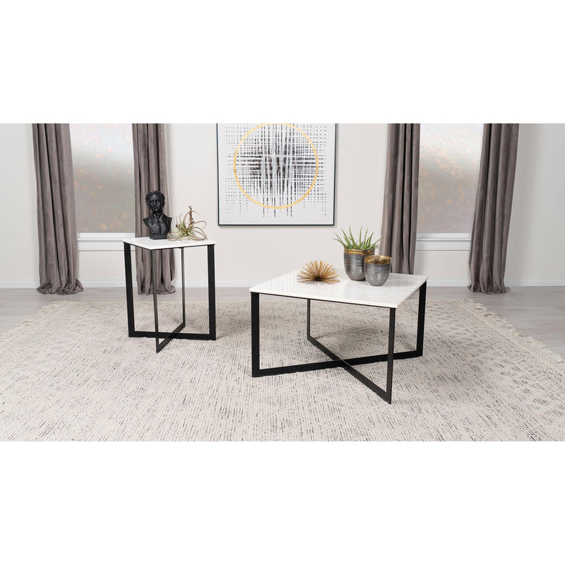 Coaster Furniture Tobin 707697 Square Marble Top End Table - White/Black IMAGE 5