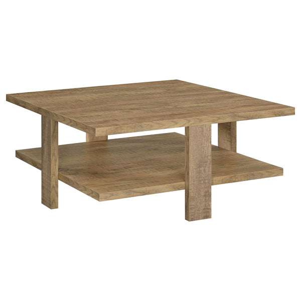 Coaster Furniture Dawn 707718 Square Engineered Wood Coffee Table with Shelf - Mango IMAGE 1