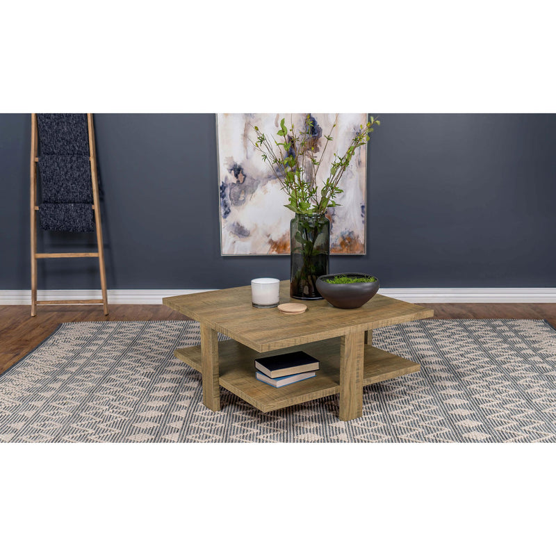 Coaster Furniture Dawn 707718 Square Engineered Wood Coffee Table with Shelf - Mango IMAGE 2