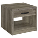 Coaster Furniture Felix 707727 1-Drawer Square Engineered Wood End Table - Grey Driftwood IMAGE 1