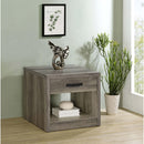 Coaster Furniture Felix 707727 1-Drawer Square Engineered Wood End Table - Grey Driftwood IMAGE 2