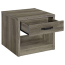 Coaster Furniture Felix 707727 1-Drawer Square Engineered Wood End Table - Grey Driftwood IMAGE 3