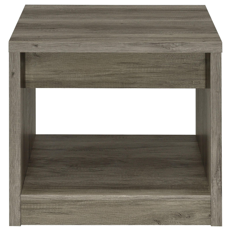 Coaster Furniture Felix 707727 1-Drawer Square Engineered Wood End Table - Grey Driftwood IMAGE 7