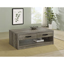 Coaster Furniture Felix 707728 2-Drawer Rectangular Engineered Wood Coffee Table - Grey Driftwood IMAGE 2