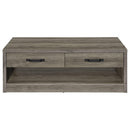 Coaster Furniture Felix 707728 2-Drawer Rectangular Engineered Wood Coffee Table - Grey Driftwood IMAGE 4