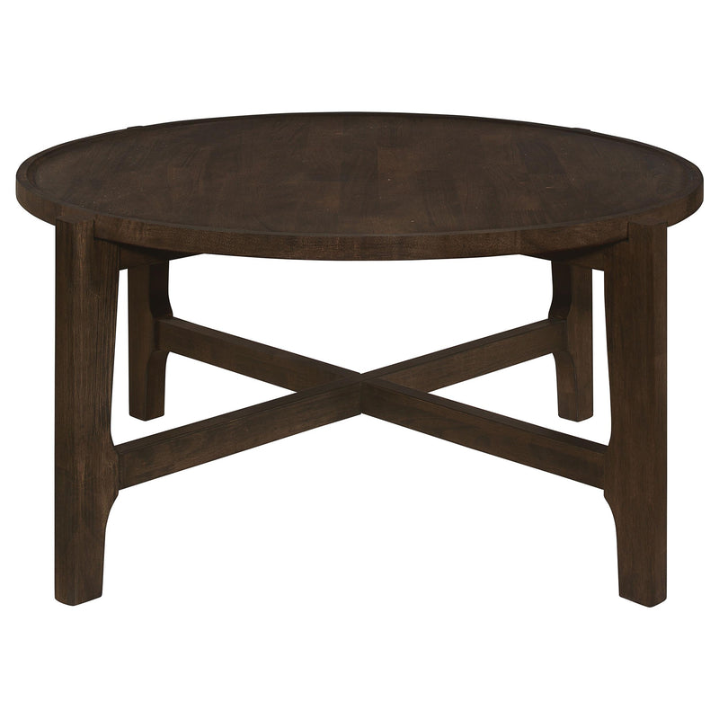 Coaster Furniture Cota 708288 Round Solid Wood Coffee Table - Dark Brown IMAGE 4