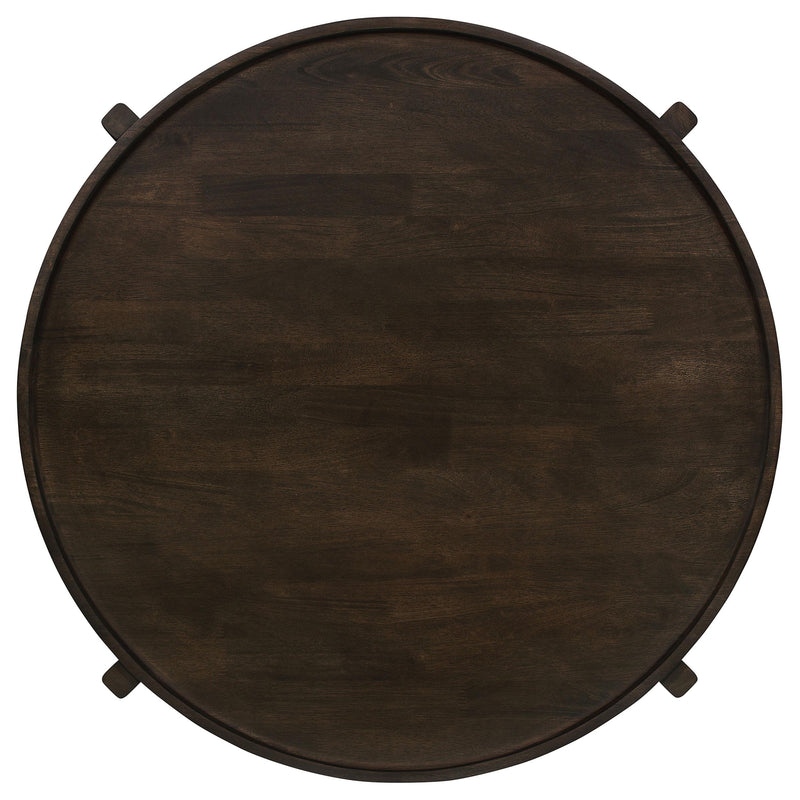 Coaster Furniture Cota 708288 Round Solid Wood Coffee Table - Dark Brown IMAGE 5