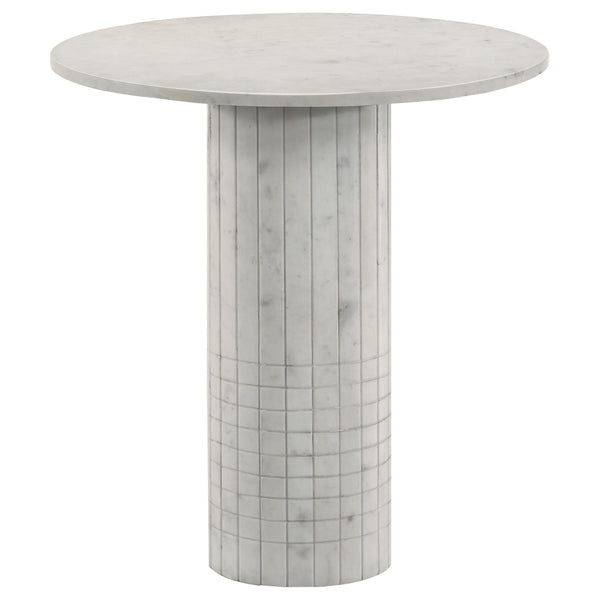 Coaster Furniture Astoria 709667 Round Genuine Marble End Table - White IMAGE 1