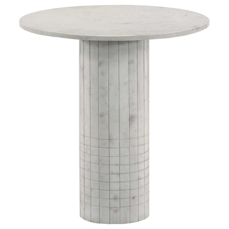 Coaster Furniture Astoria 709667 Round Genuine Marble End Table - White IMAGE 1