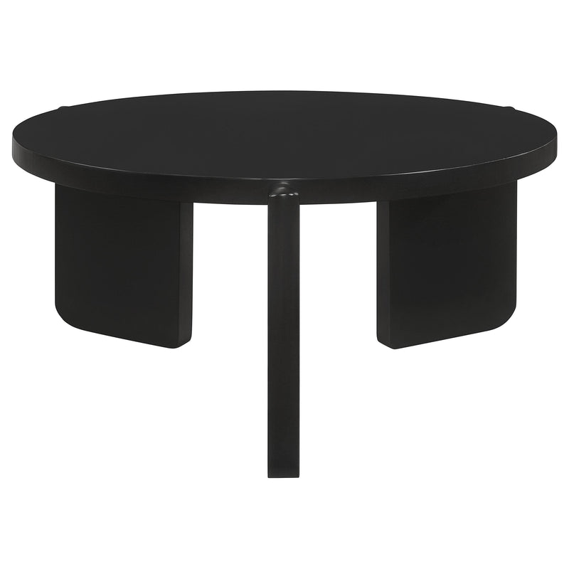 Coaster Furniture Cordova 709678 Round Solid Wood Coffee Table - Black IMAGE 1