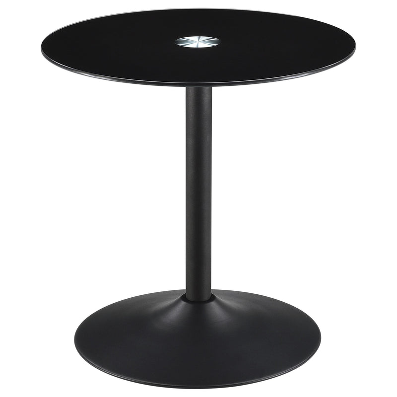Coaster Furniture Ganso 709687 Round Metal End Table with Tempered Glass Top - Black IMAGE 1