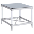 Coaster Furniture Lindley 709727 Square End Table with Acrylic Legs and Tempered Mirror Top - Chrome IMAGE 1