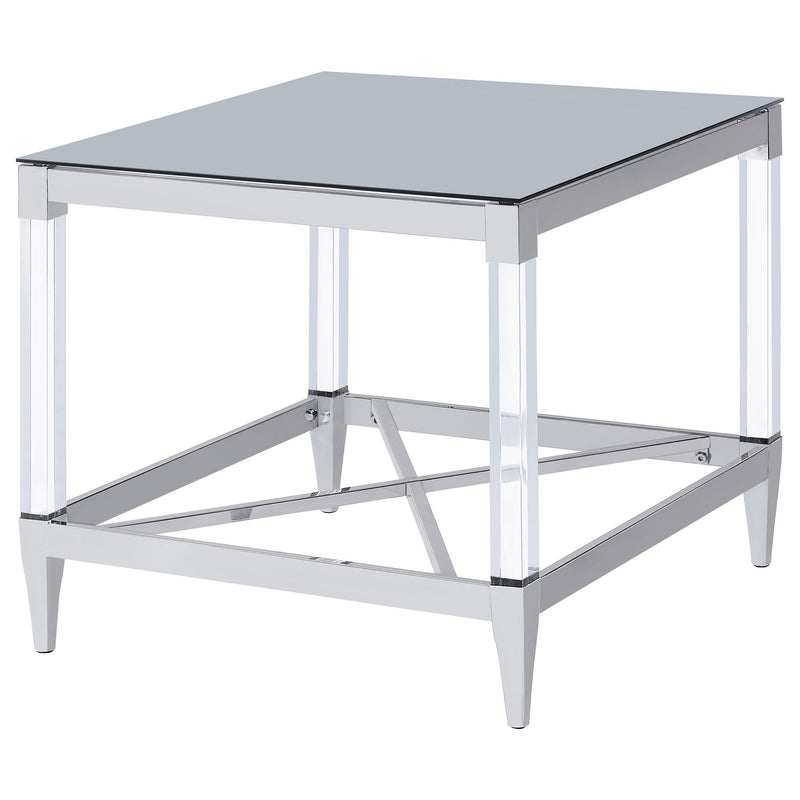 Coaster Furniture Lindley 709727 Square End Table with Acrylic Legs and Tempered Mirror Top - Chrome IMAGE 3