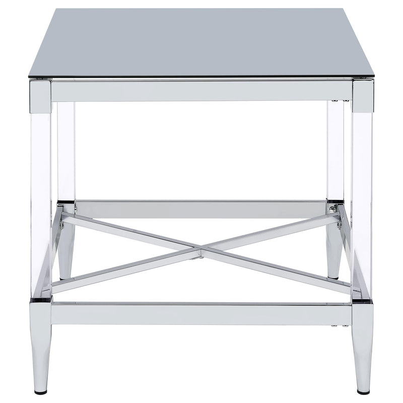Coaster Furniture Lindley 709727 Square End Table with Acrylic Legs and Tempered Mirror Top - Chrome IMAGE 4
