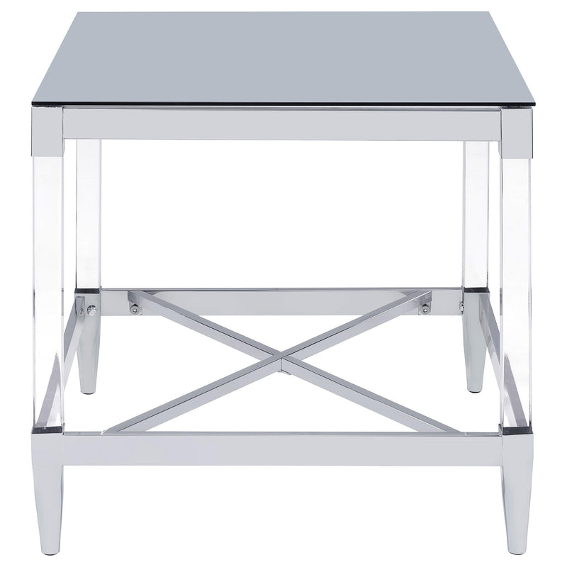 Coaster Furniture Lindley 709727 Square End Table with Acrylic Legs and Tempered Mirror Top - Chrome IMAGE 5