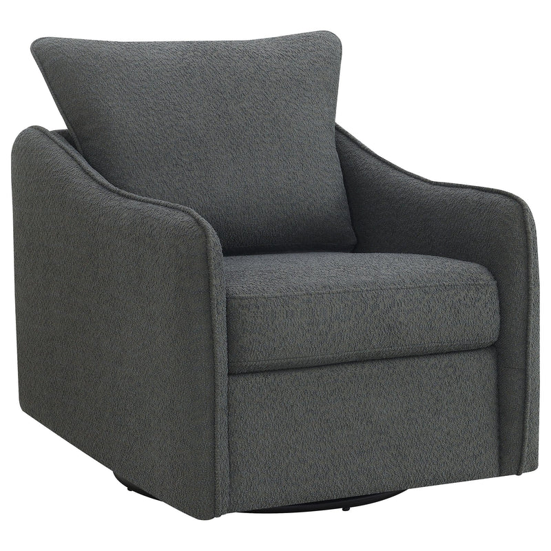 Coaster Furniture Madia 903393 Boucle Upholstered Swivel Glider Chair - Charcoal Grey IMAGE 1