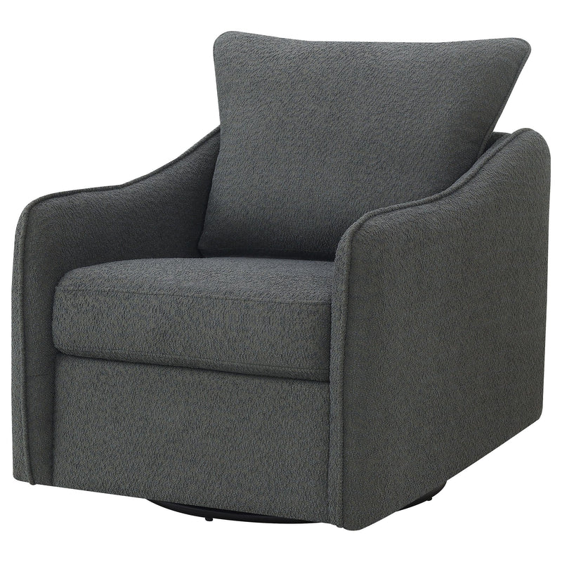 Coaster Furniture Madia 903393 Boucle Upholstered Swivel Glider Chair - Charcoal Grey IMAGE 4