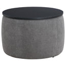 Coaster Furniture Tesoro 910147 Upholstered Round Lift Top Storage Ottoman - Grey/Black IMAGE 1