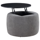Coaster Furniture Tesoro 910147 Upholstered Round Lift Top Storage Ottoman - Grey/Black IMAGE 2