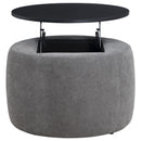 Coaster Furniture Tesoro 910147 Upholstered Round Lift Top Storage Ottoman - Grey/Black IMAGE 3