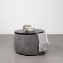 Coaster Furniture Tesoro 910147 Upholstered Round Lift Top Storage Ottoman - Grey/Black IMAGE 4