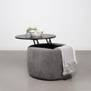 Coaster Furniture Tesoro 910147 Upholstered Round Lift Top Storage Ottoman - Grey/Black IMAGE 5