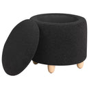 Coaster Furniture Valia 910227 Faux Sheepskin Upholstered Round Storage Ottoman - Black IMAGE 2