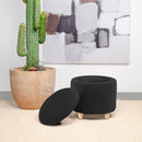 Coaster Furniture Valia 910227 Faux Sheepskin Upholstered Round Storage Ottoman - Black IMAGE 4