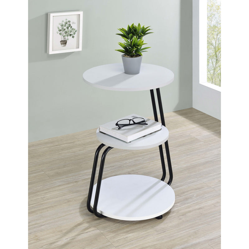 Coaster Furniture Hilly 930071 3-Tier Round Side Table - White/Black IMAGE 2