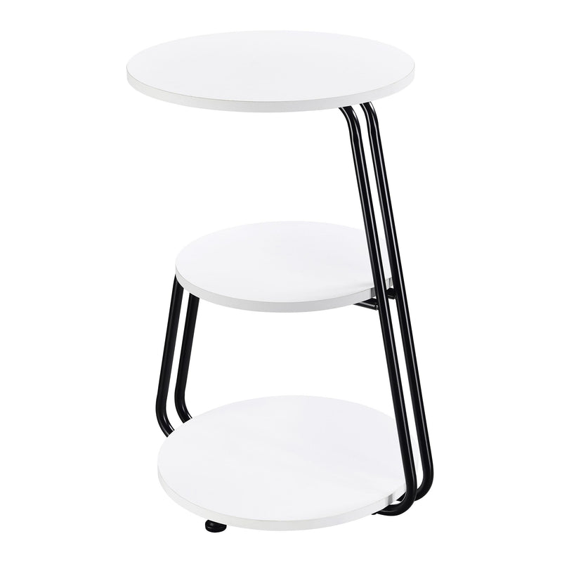 Coaster Furniture Hilly 930071 3-Tier Round Side Table - White/Black IMAGE 4