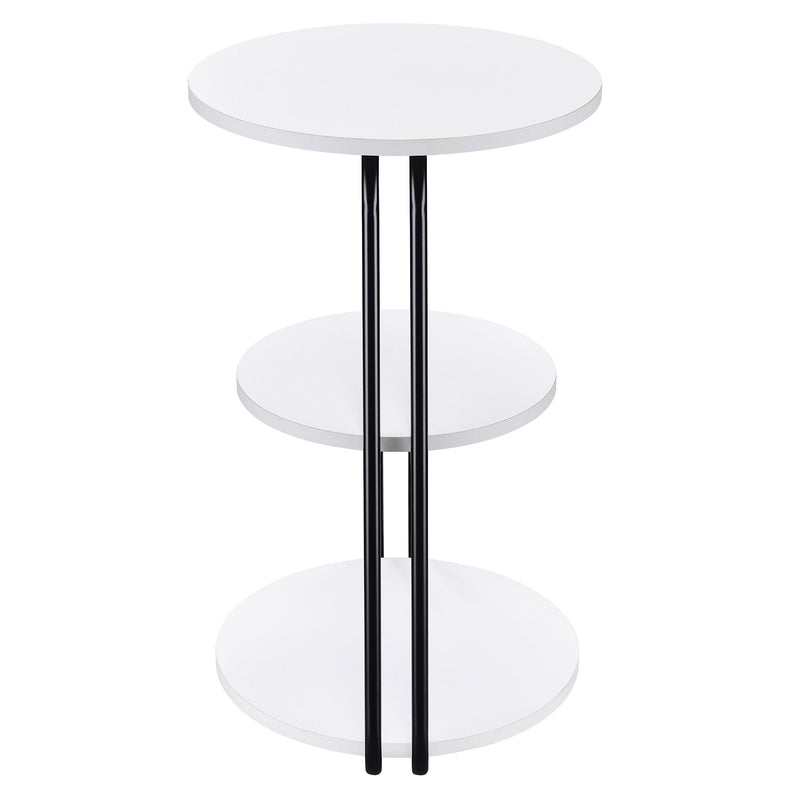 Coaster Furniture Hilly 930071 3-Tier Round Side Table - White/Black IMAGE 5