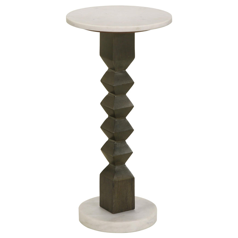 Coaster Furniture Colette 930190 Round Marble Top Side Table - White/Dark Grey IMAGE 1