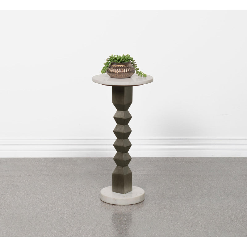 Coaster Furniture Colette 930190 Round Marble Top Side Table - White/Dark Grey IMAGE 2
