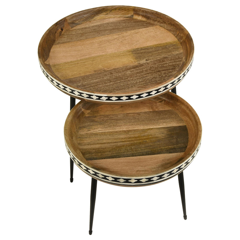 Coaster Furniture Ollie 930193 2-Piece Round Nesting Table - Natural/Black IMAGE 3