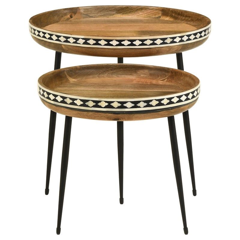 Coaster Furniture Ollie 930193 2-Piece Round Nesting Table - Natural/Black IMAGE 4