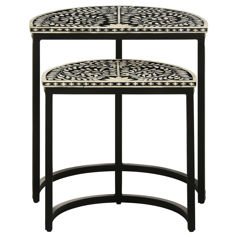 Coaster Furniture Zakiya 930195 2-Piece Demilune Nesting Table - Black/White IMAGE 4