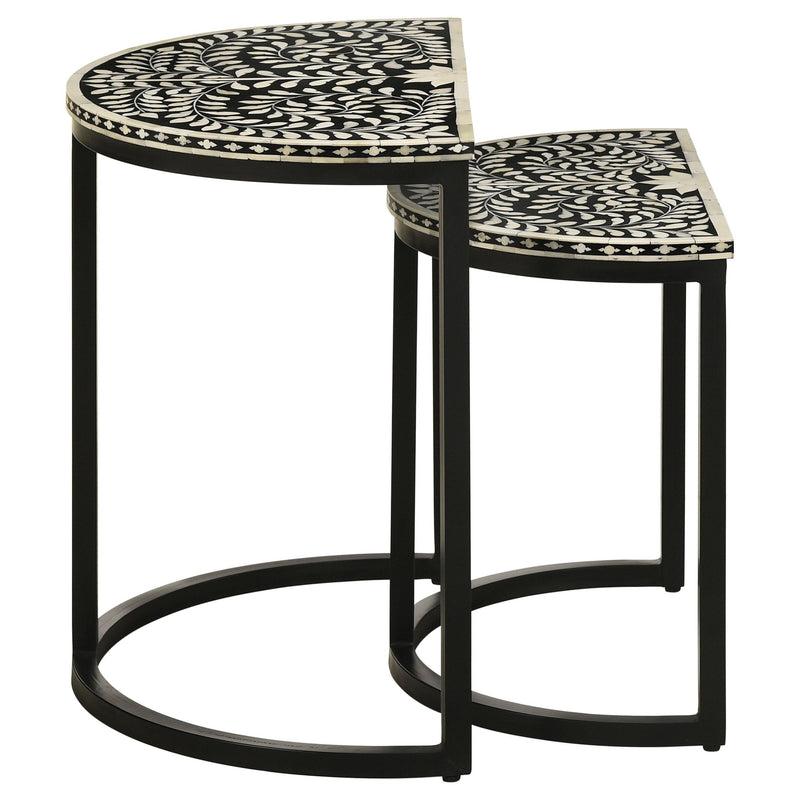 Coaster Furniture Zakiya 930195 2-Piece Demilune Nesting Table - Black/White IMAGE 5