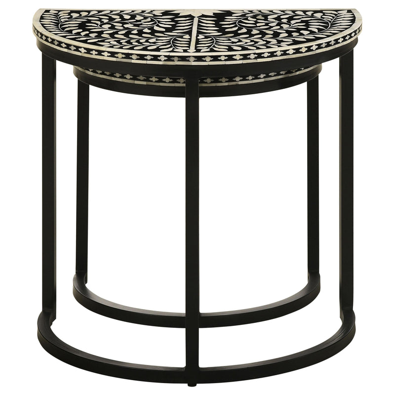 Coaster Furniture Zakiya 930195 2-Piece Demilune Nesting Table - Black/White IMAGE 6