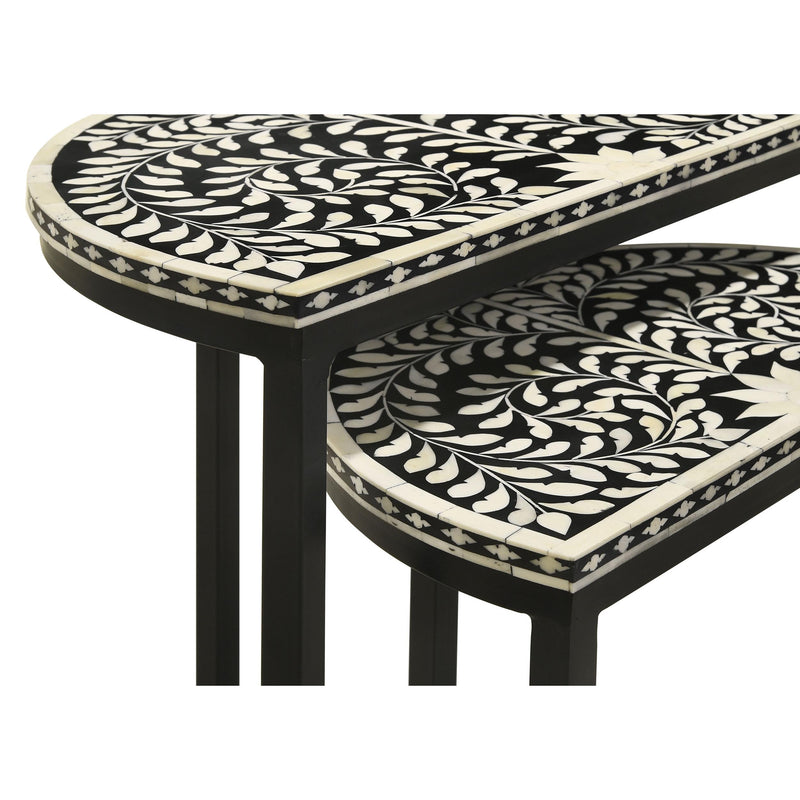 Coaster Furniture Zakiya 930195 2-Piece Demilune Nesting Table - Black/White IMAGE 8