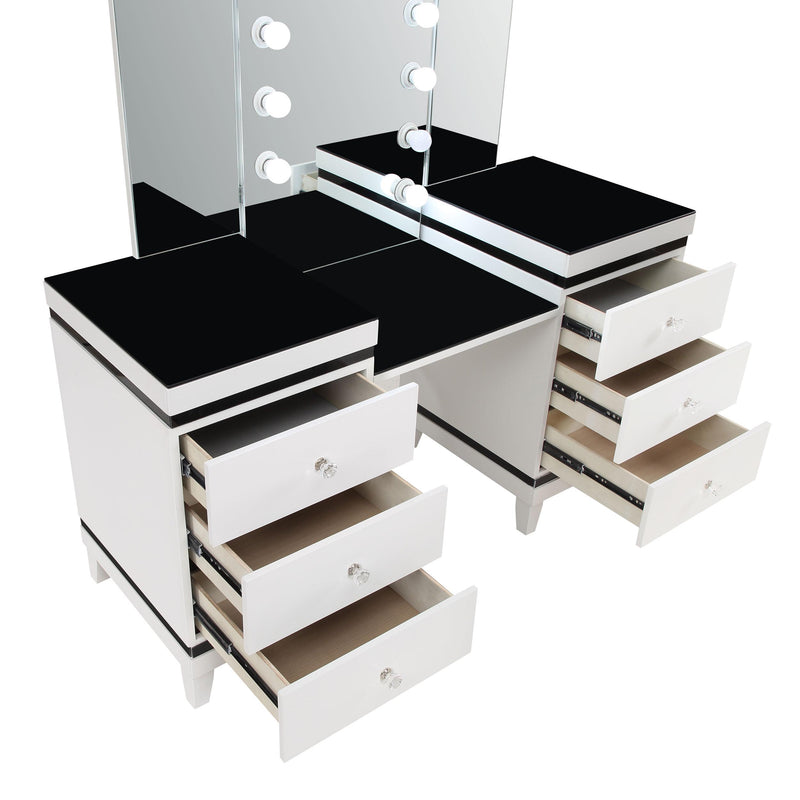Coaster Furniture Talei 930244 6-Drawer Vanity Set with Hollywood Lighting - Black/White IMAGE 11