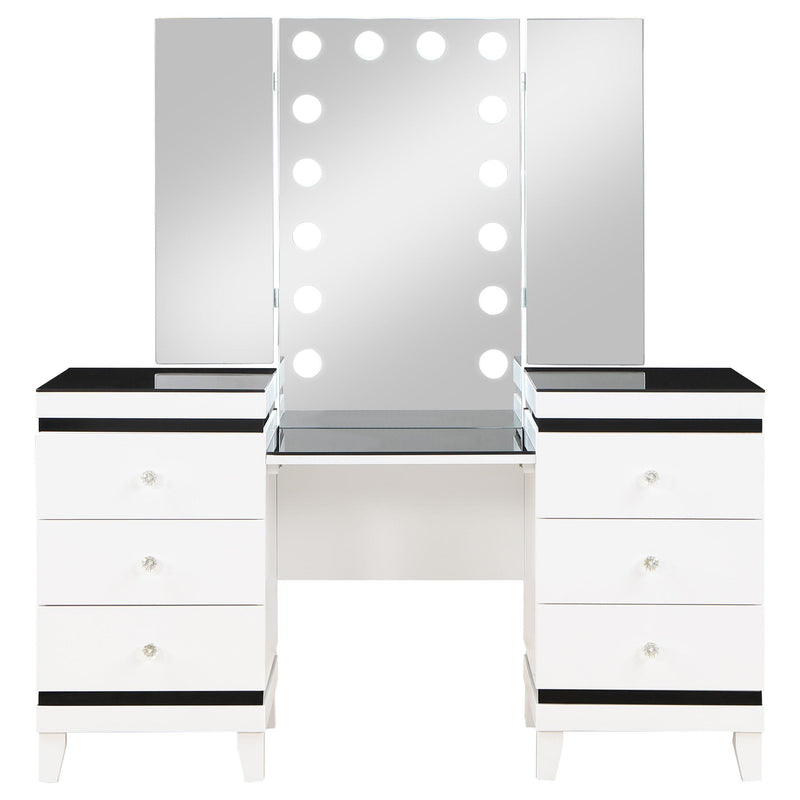 Coaster Furniture Talei 930244 6-Drawer Vanity Set with Hollywood Lighting - Black/White IMAGE 4