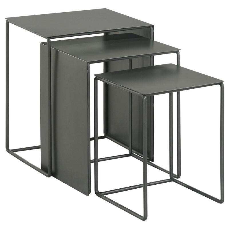 Coaster Furniture Imez 930250 3-Piece Rectangular Metal Nesting Table - Grey IMAGE 1