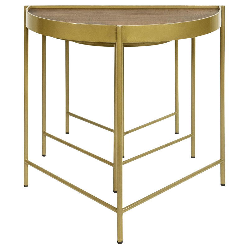 Coaster Furniture Tristen 936156 3-Piece Demilune Nesting Table with Recessed Top - Brown/Gold IMAGE 3