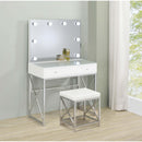 Coaster Furniture Eliza 936164 2-piece Vanity Set with Hollywood Lighting - White/Chrome IMAGE 3