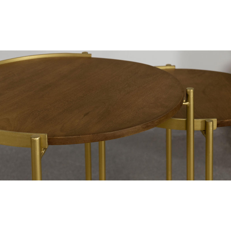 Coaster Furniture Malka 936168 2-Piece Round Nesting Table - Dark Brown/Gold IMAGE 7
