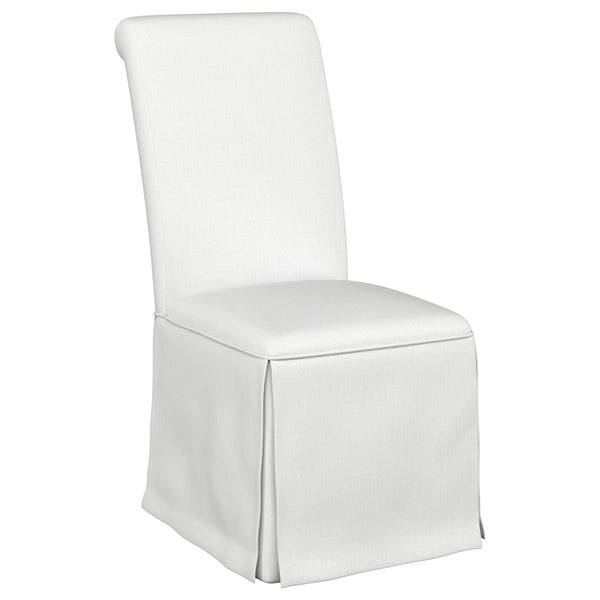 Coaster Furniture Shawna 100748 Upholstered Skirted Parson Dining Side Chair - White IMAGE 1