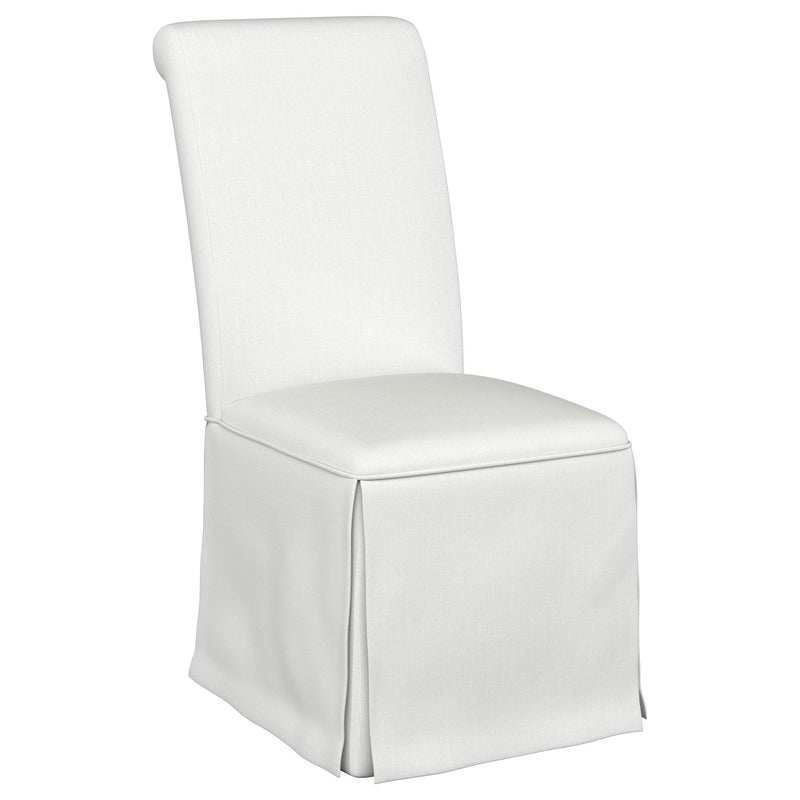 Coaster Furniture Shawna 100748 Upholstered Skirted Parson Dining Side Chair - White IMAGE 1