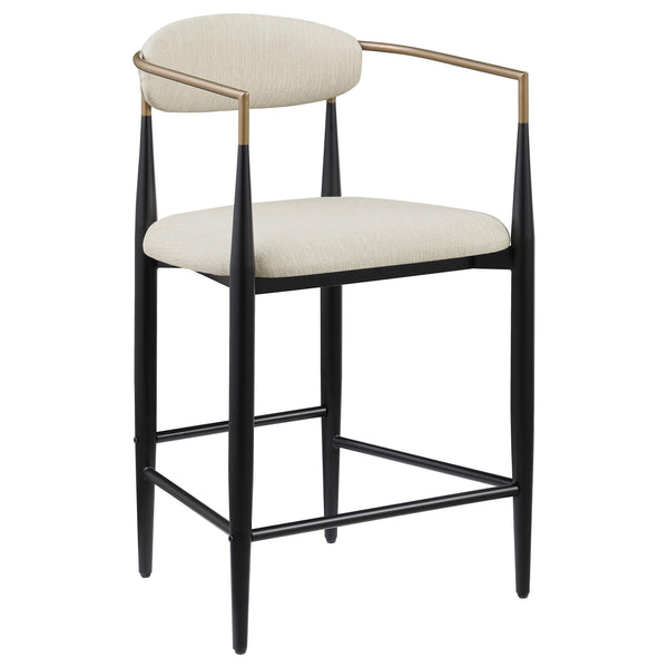 Coaster Furniture Tina 121184 Metal Counter Height Bar Stool with Upholstered Back and Seat - Beige IMAGE 1